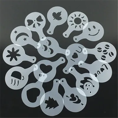 Latte Art Stencils Coffee Dusters (16 Pcs)