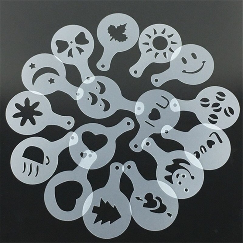 Latte Art Stencils Coffee Dusters (16 Pcs) Latte Art Stencils Coffee Dusters (16 Pcs)