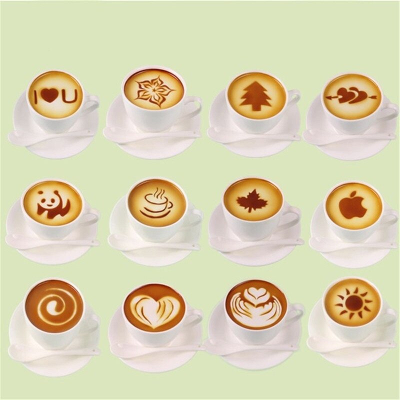 Latte Art Stencils Coffee Dusters (16 Pcs)