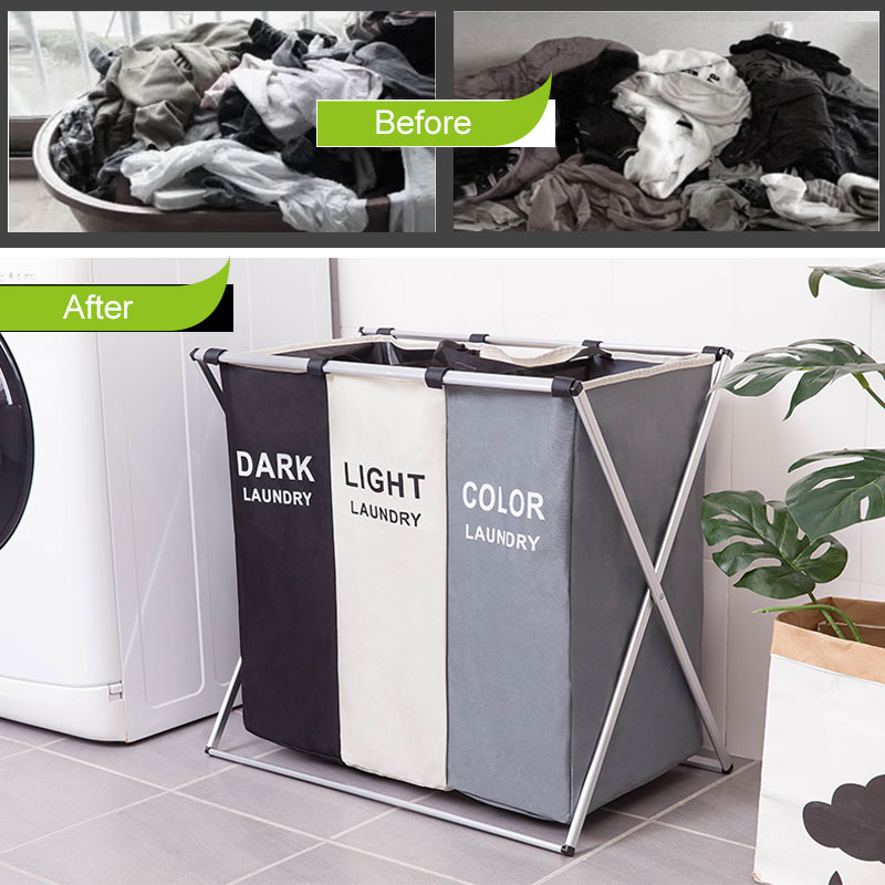 Laundry Basket Sorter Three-Tone Segregation Laundry Basket Sorter Three-Tone Segregation