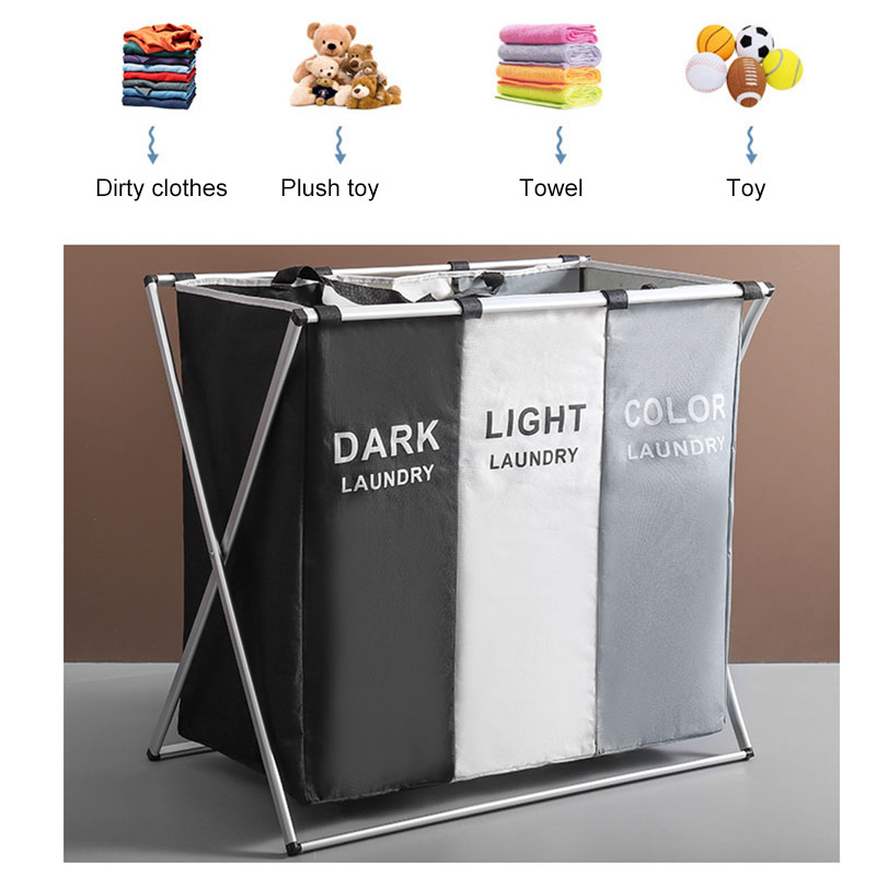 Laundry Basket Sorter Three-Tone Segregation Laundry Basket Sorter Three-Tone Segregation