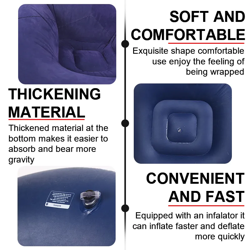 Lazy Inflatable Sofa Large Spherical Sofa Chairs Flocking PVC Lounge Bean Portable Lounger Seat Bag Home Living Room