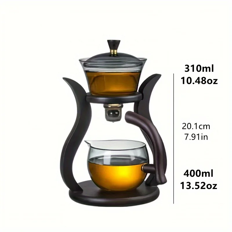 Lazy Kung Fu Glass Tea Set Teapot with 6 Cups Semi Automatic Drip With Infuser Glass Teapot Set Magnetic Switch Teapot