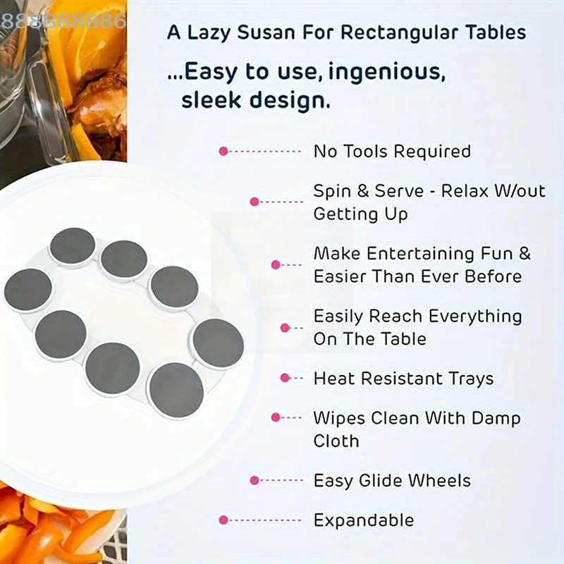Lazy Susan Rotating Serving Stand with 8 Trays – Non-Slip Dining Table Organizer