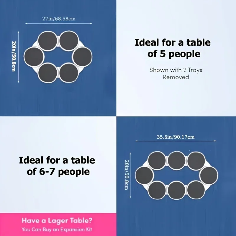 Lazy Susan Turntable Expandable for Rectangular and Oblong Tables Kitchen Dining Tables