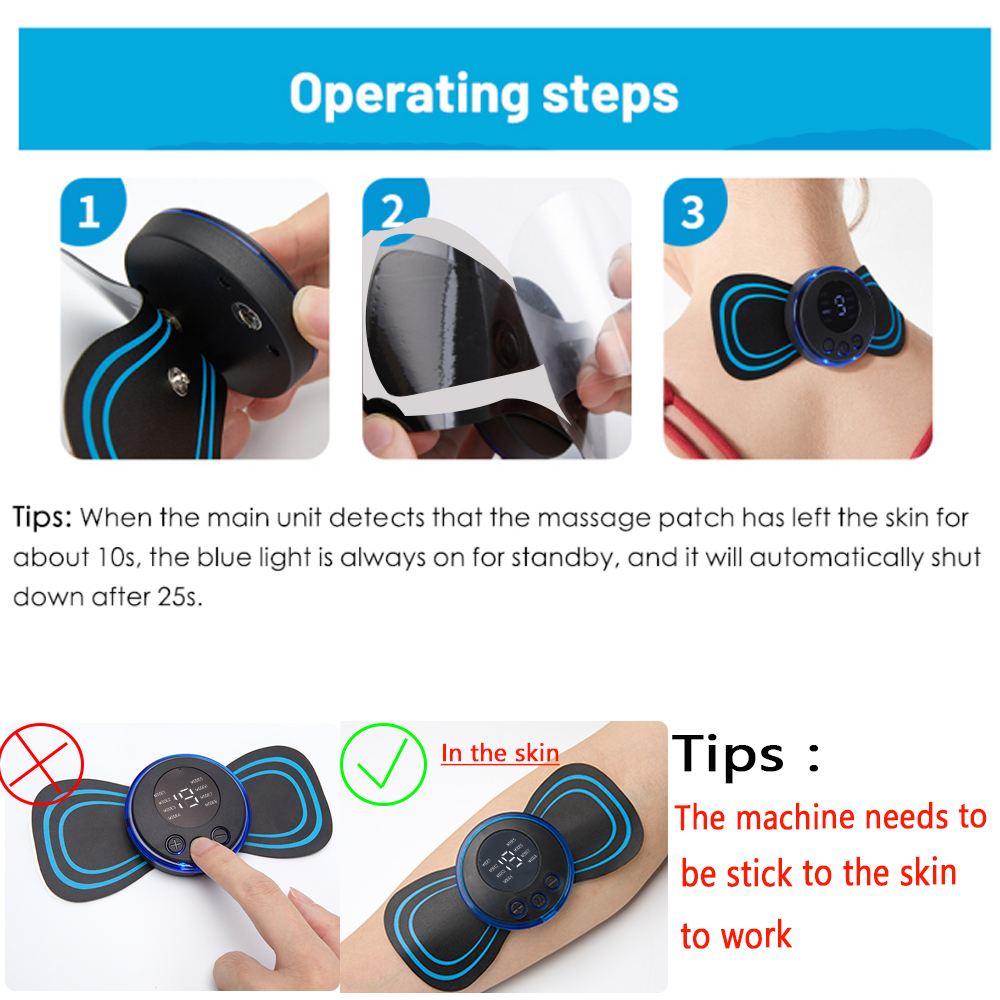 LCD Display Neck Massage Electric Massager Cervical Neck Back Patch 8 Mode Pulse Muscle Stimulator Portable With Remote