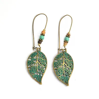 Leaf Earrings Rustic Drop Dangle Leaf Earrings Rustic Drop Dangle
