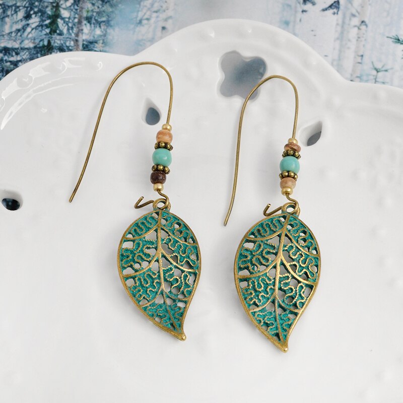 Leaf Earrings Rustic Drop Dangle Leaf Earrings Rustic Drop Dangle
