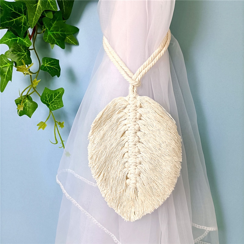 Leaf Macrame Curtain Tie Back Leaf Macrame Curtain Tie Back
