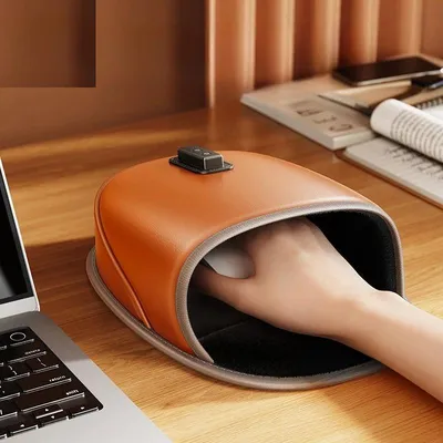 Leather 5V 2A USB Heated Mouse Pad Hand Warmer 3 Heating Modes 3 Timer Adjustable Winter Gift for Office Home PC User
