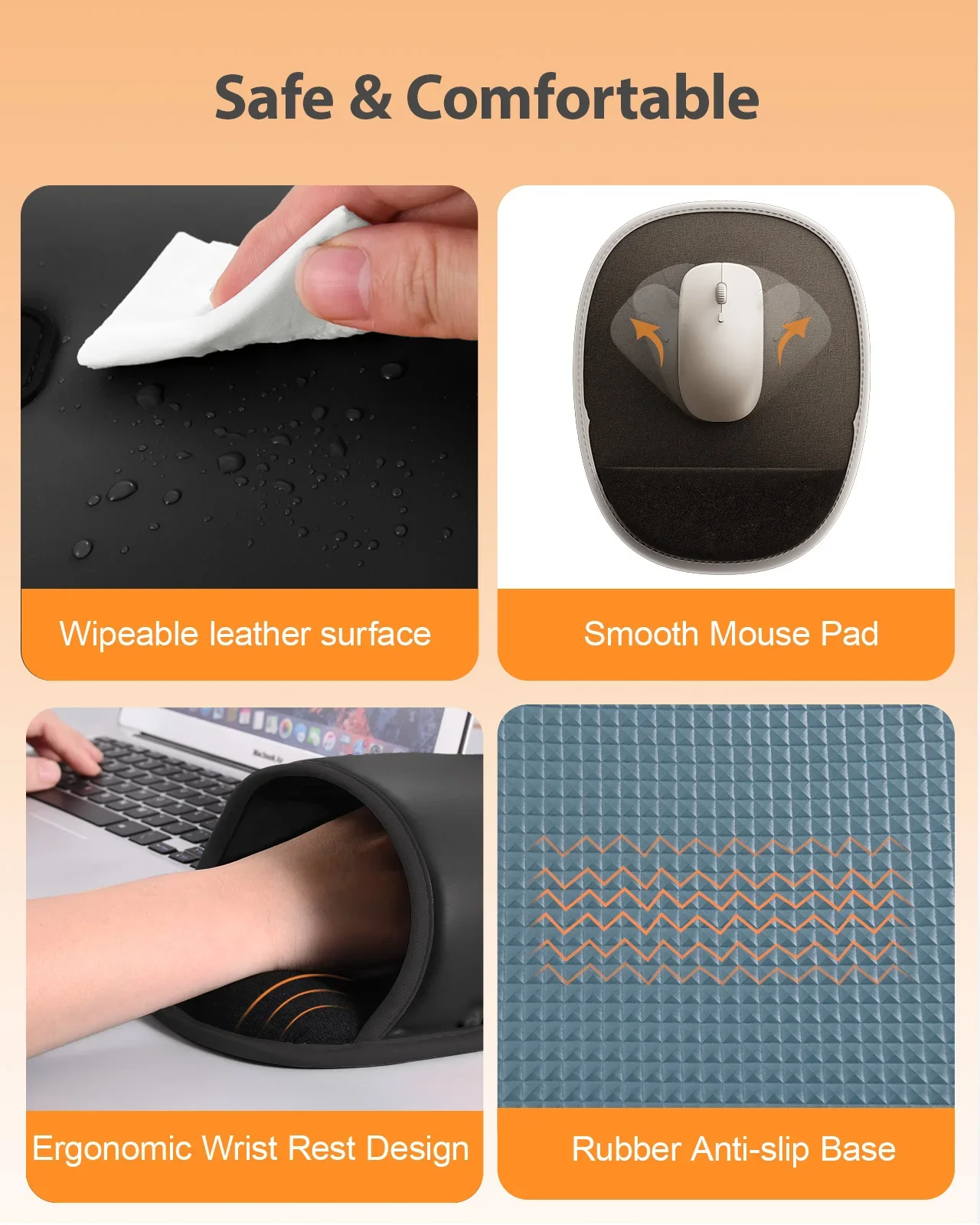 Leather 5V 2A USB Heated Mouse Pad Hand Warmer 3 Heating Modes 3 Timer Adjustable Winter Gift for Office Home PC User