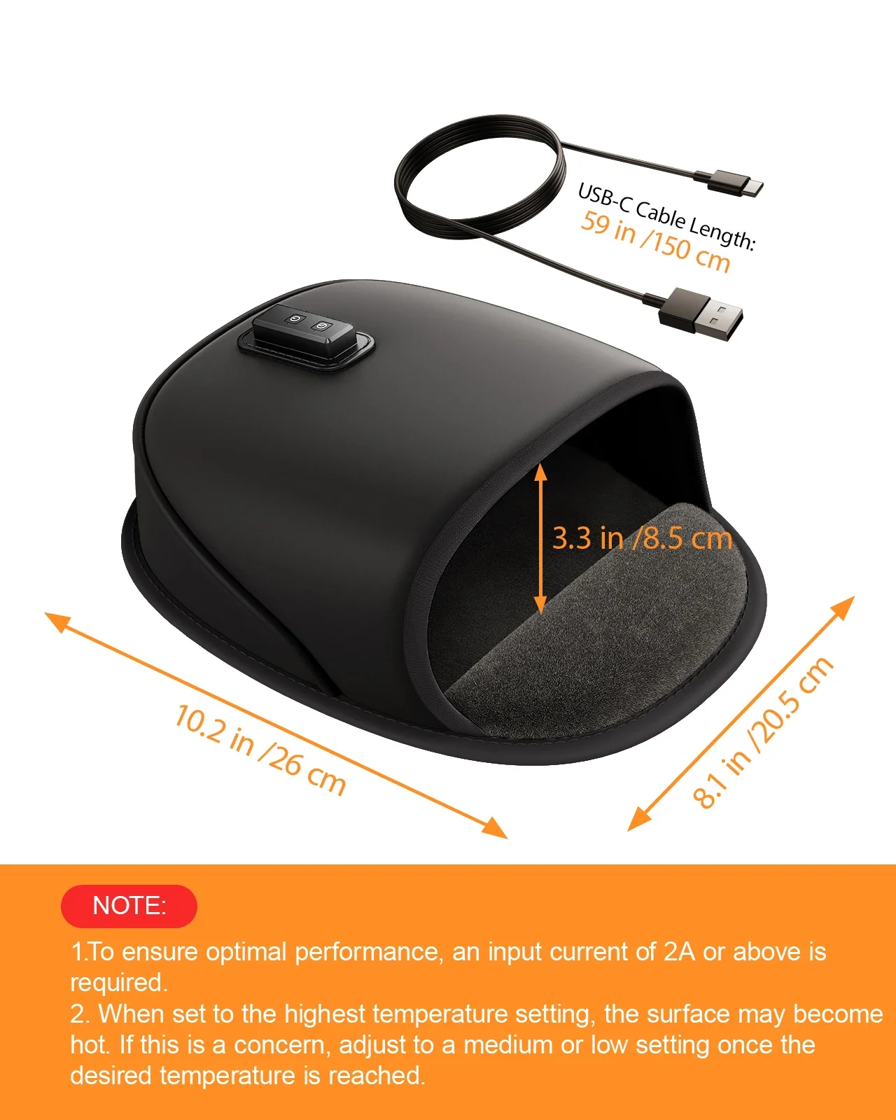 Leather 5V 2A USB Heated Mouse Pad Hand Warmer 3 Heating Modes 3 Timer Adjustable Winter Gift for Office Home PC User