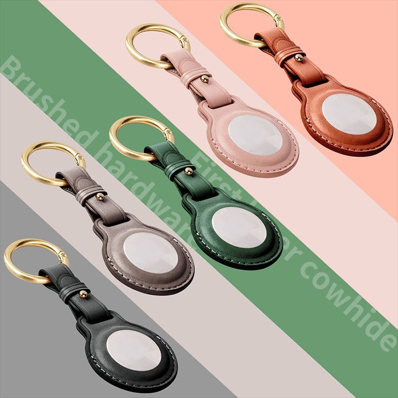 Leather Air Tag Key Ring Protective Cover