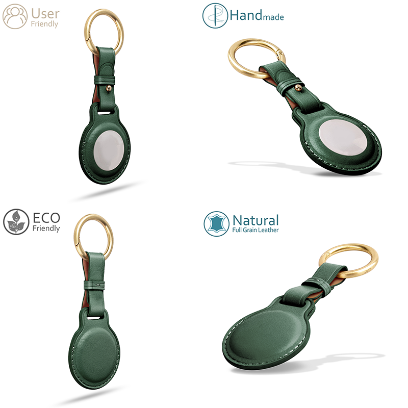 Leather Air Tag Key Ring Protective Cover