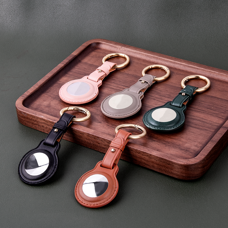 Leather Air Tag Key Ring Protective Cover