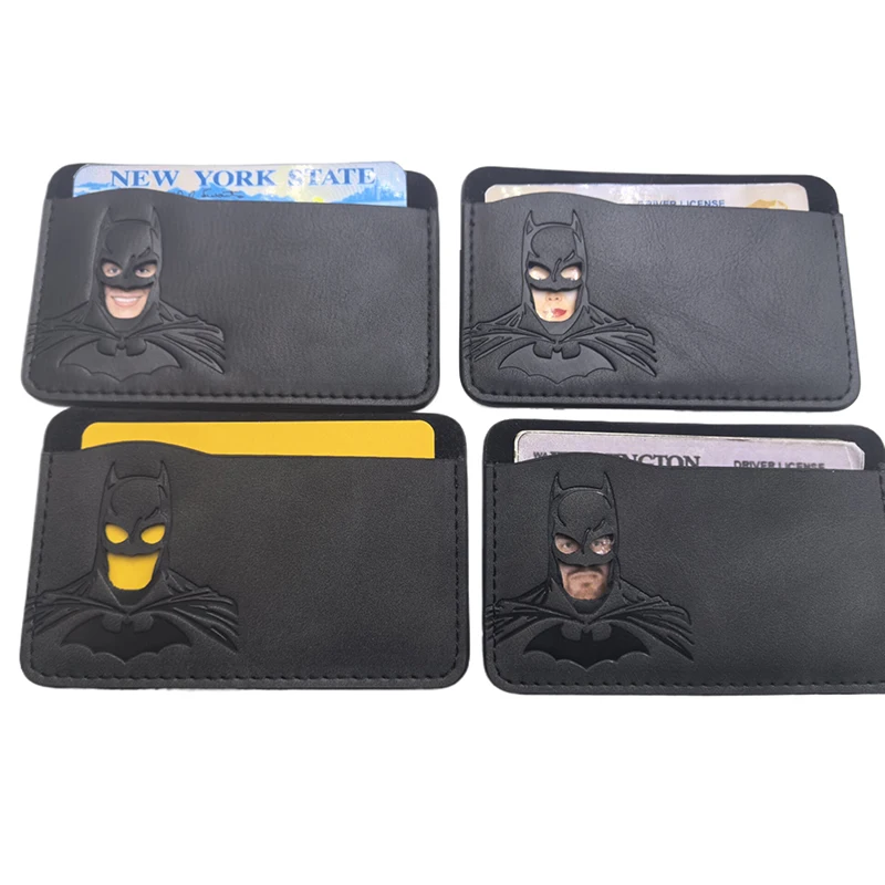 Leather Bat ID Card Holder Case Wallet Personalized SuperHero Mask Card Holder Gift