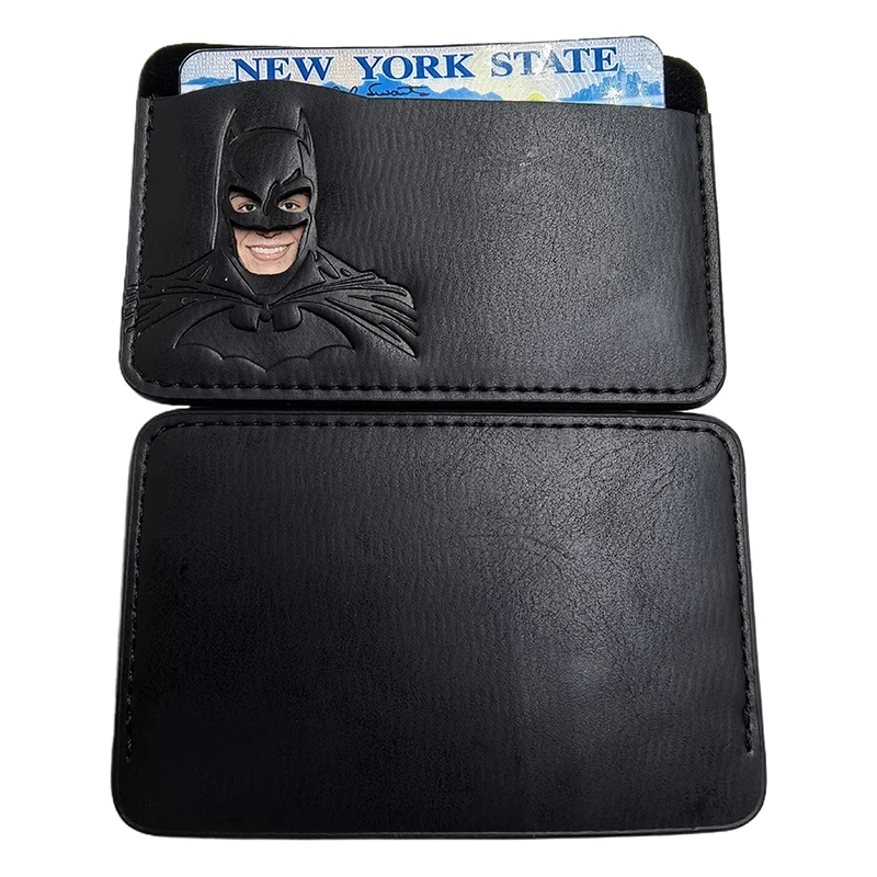 Leather Bat ID Card Holder Case Wallet Personalized SuperHero Mask Card Holder Gift