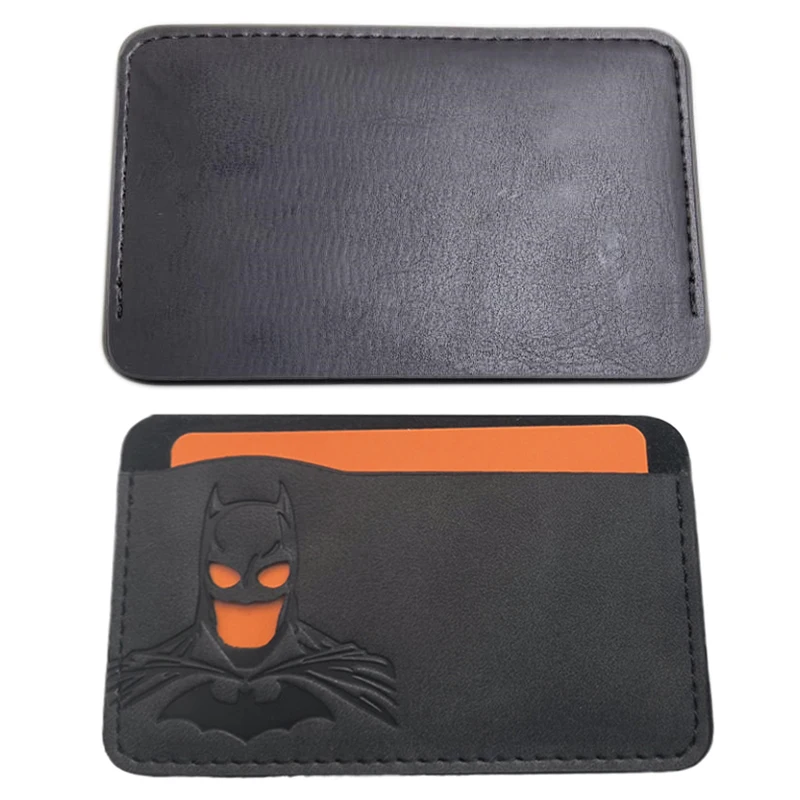 Leather Bat ID Card Holder Case Wallet Personalized SuperHero Mask Card Holder Gift