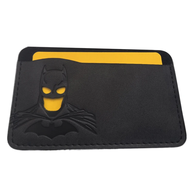 Leather Bat ID Card Holder Case Wallet Personalized SuperHero Mask Card Holder Gift