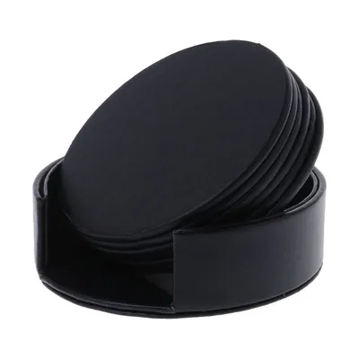 Leather Coaster Set with Holder (6pcs) Leather Coaster Set with Holder (6pcs)