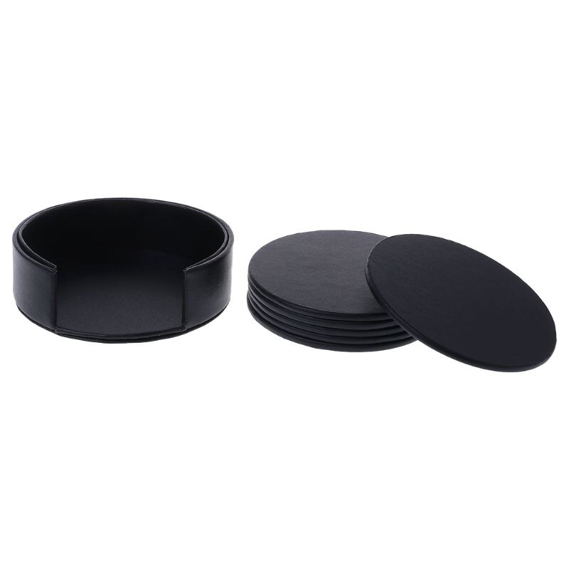 Leather Coaster Set with Holder (6pcs) Leather Coaster Set with Holder (6pcs)
