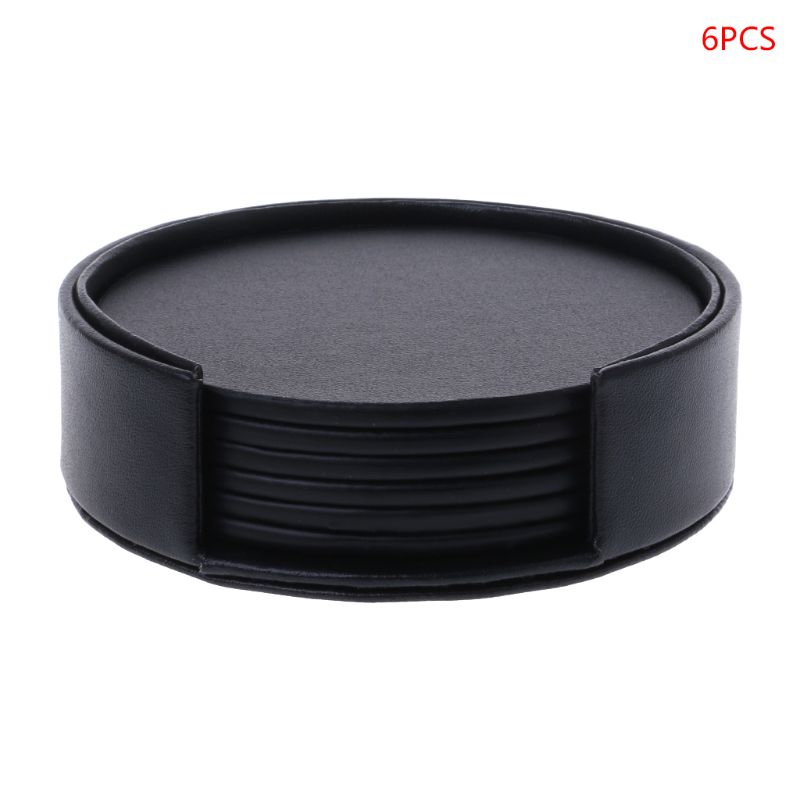 Leather Coaster Set with Holder (6pcs) Leather Coaster Set with Holder (6pcs)