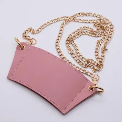 Leather Cup Sleeve with Metal Chain Sling