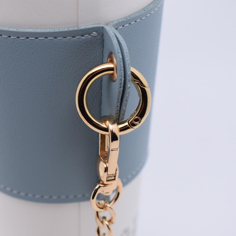 Leather Cup Sleeve with Metal Chain Sling