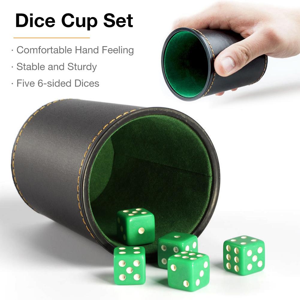 Leather Dice Cup with 5 Dice Leather Dice Cup with 5 Dice