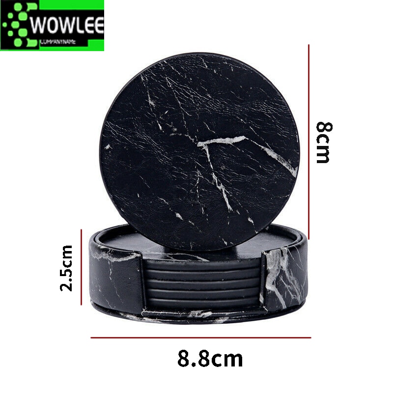 Leather Drink Coasters with Holder (6pcs)