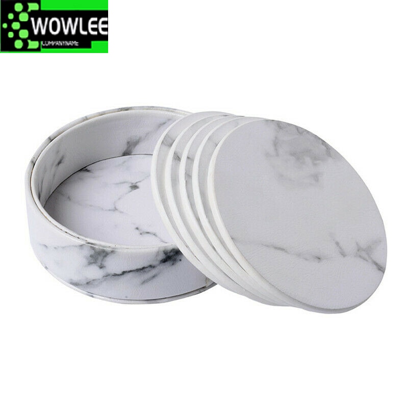 Leather Drink Coasters with Holder (6pcs)
