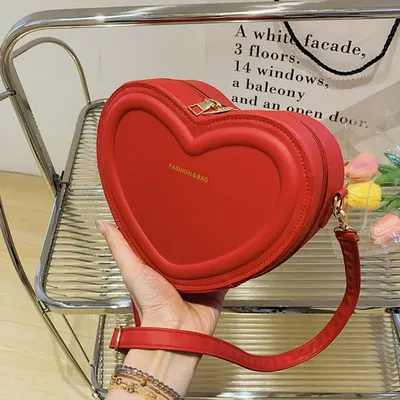 Leather Heart Shaped Sling Bag