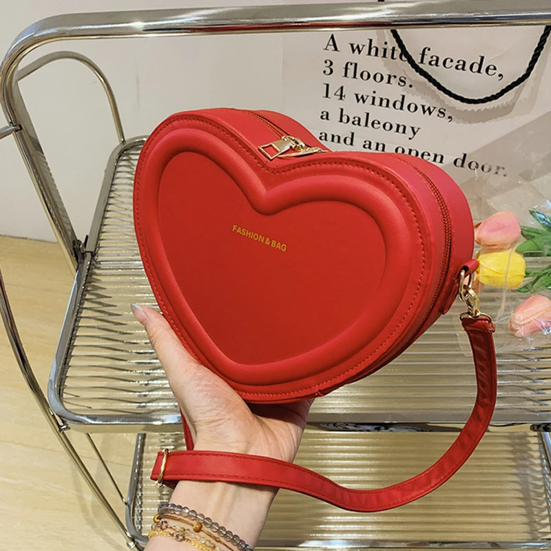 Leather Heart Shaped Sling Bag