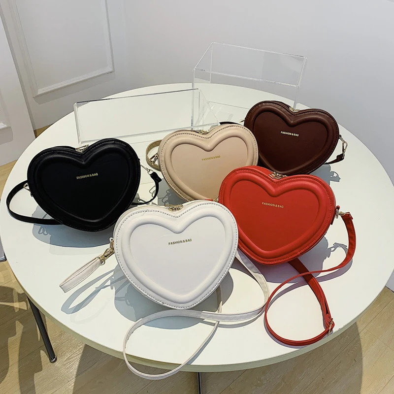 Leather Heart Shaped Sling Bag