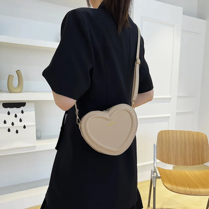 Leather Heart Shaped Sling Bag