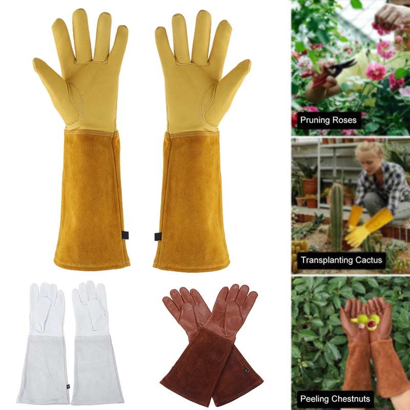 Leather Long Gardening Gloves Leather Long Gardening Gloves