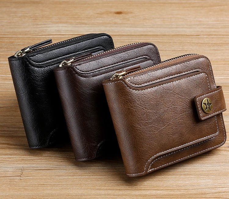Leather Men's Zipper Wallet Leather Men's Zipper Wallet
