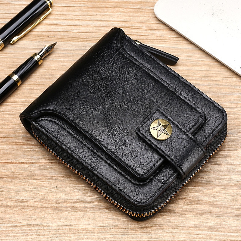 Leather Men's Zipper Wallet Leather Men's Zipper Wallet