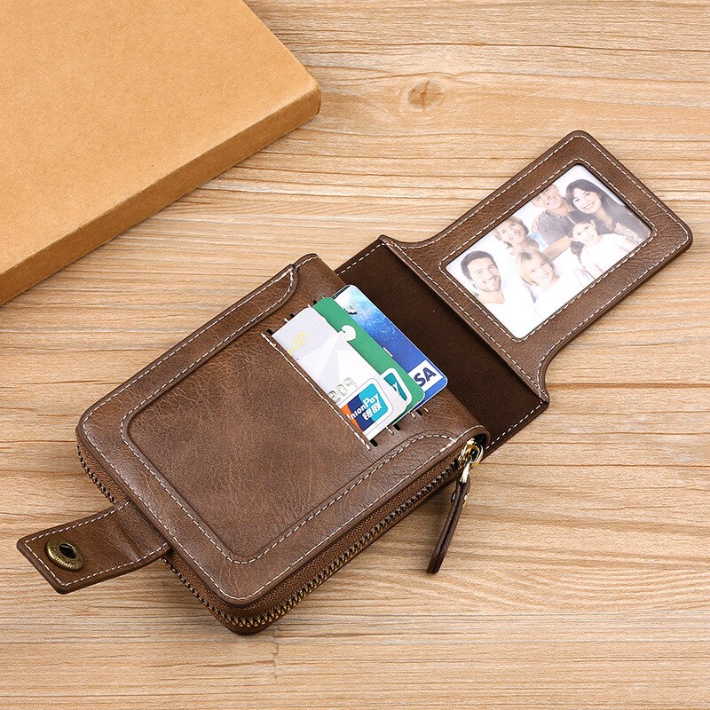Leather Men's Zipper Wallet Leather Men's Zipper Wallet