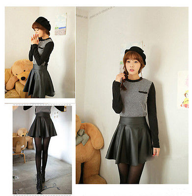 Leather Mini Skirt Pleated A-Line Skirt Leather Mini Skirt Pleated A-Line Skirt