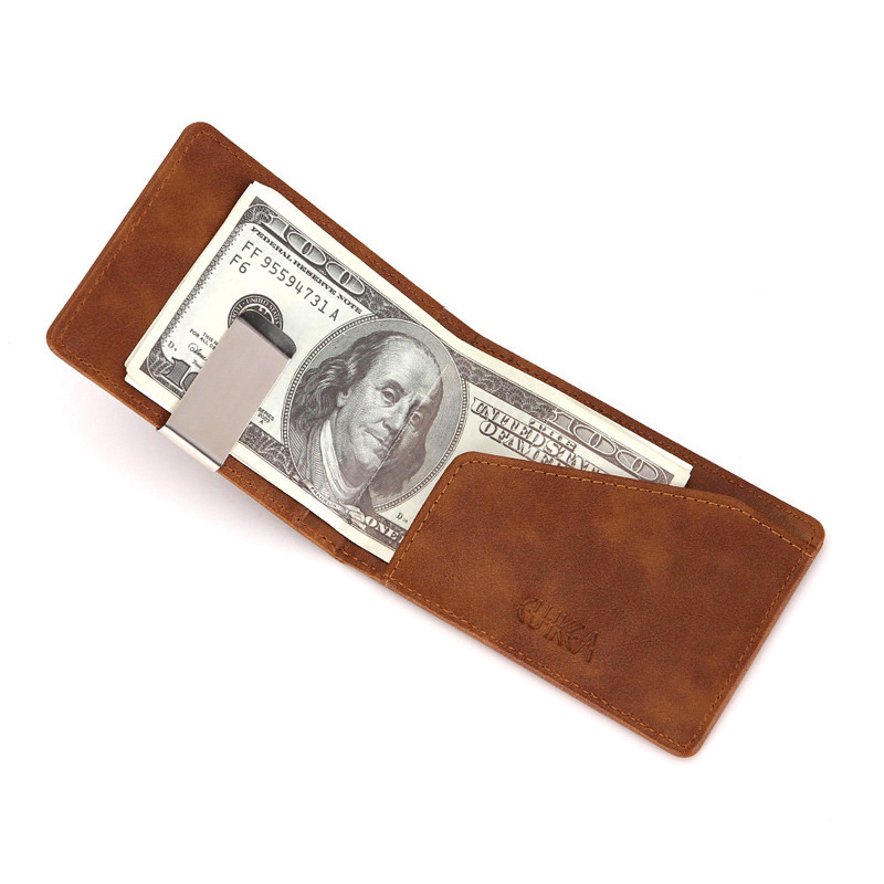 Leather Money Clip Wallet for Men