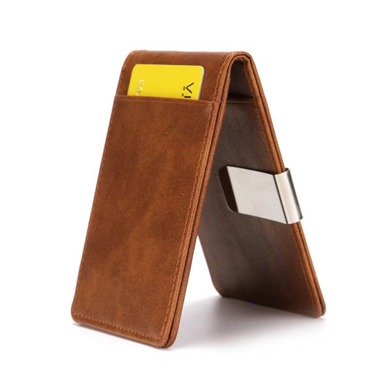 Leather Money Clip Wallet for Men