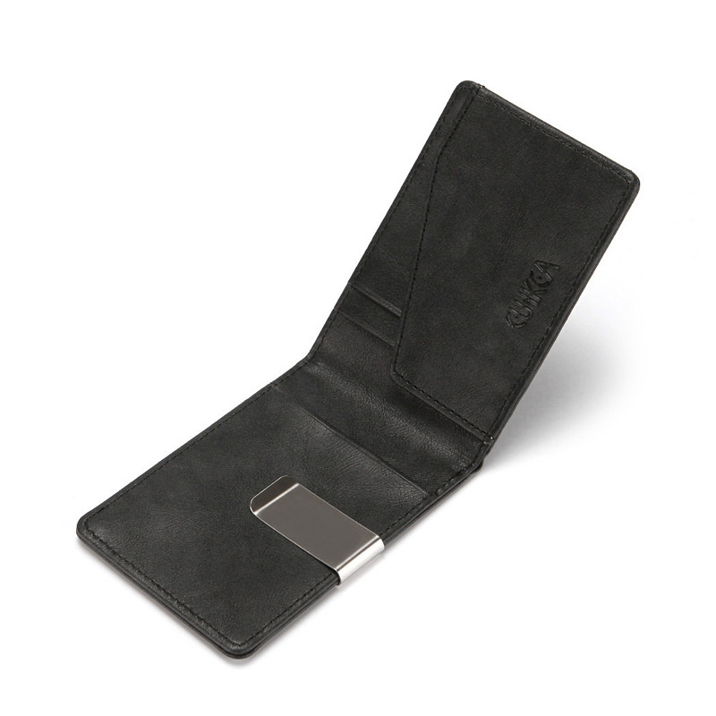 Leather Money Clip Wallet for Men