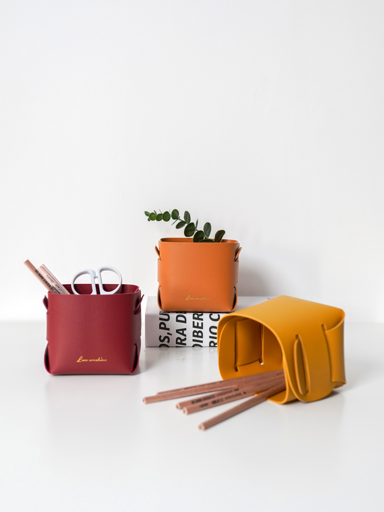 Leather Pen Holder for Desk