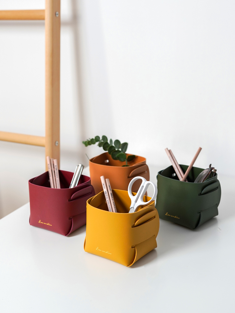 Leather Pen Holder for Desk