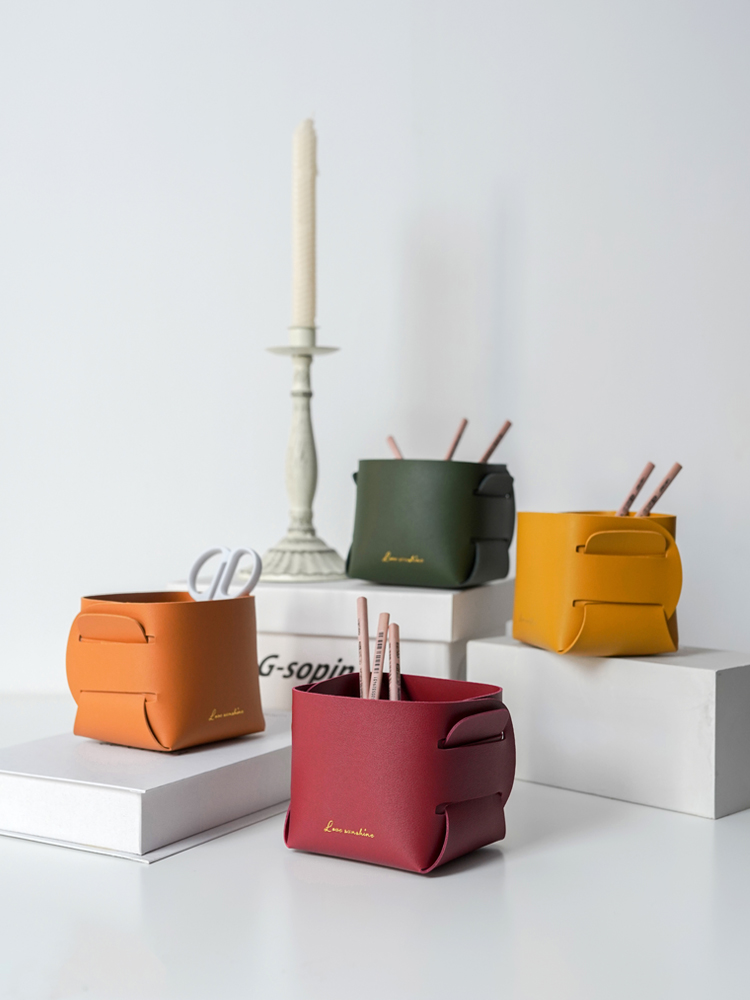 Leather Pen Holder for Desk