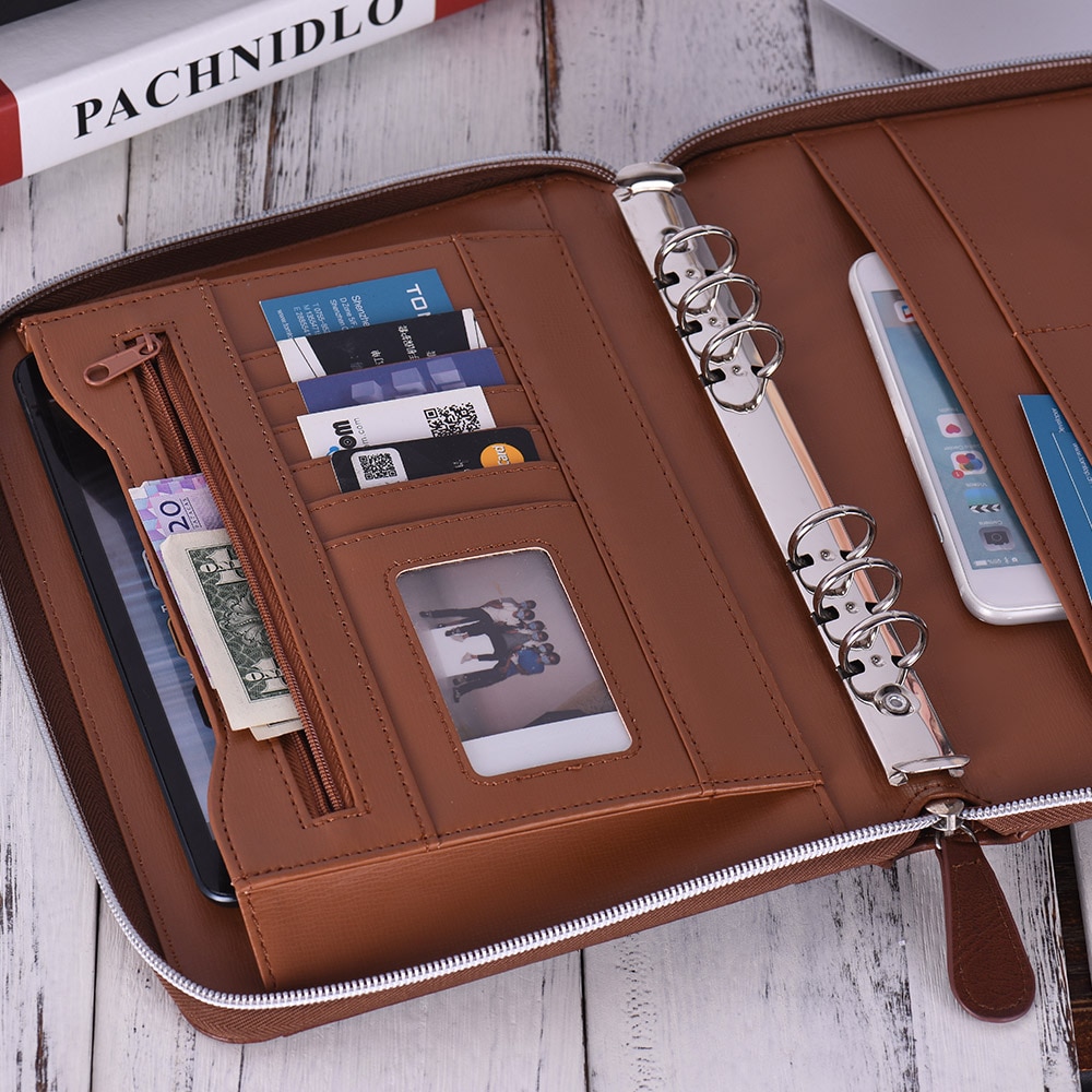 Leather Portfolio with Zipper Closure