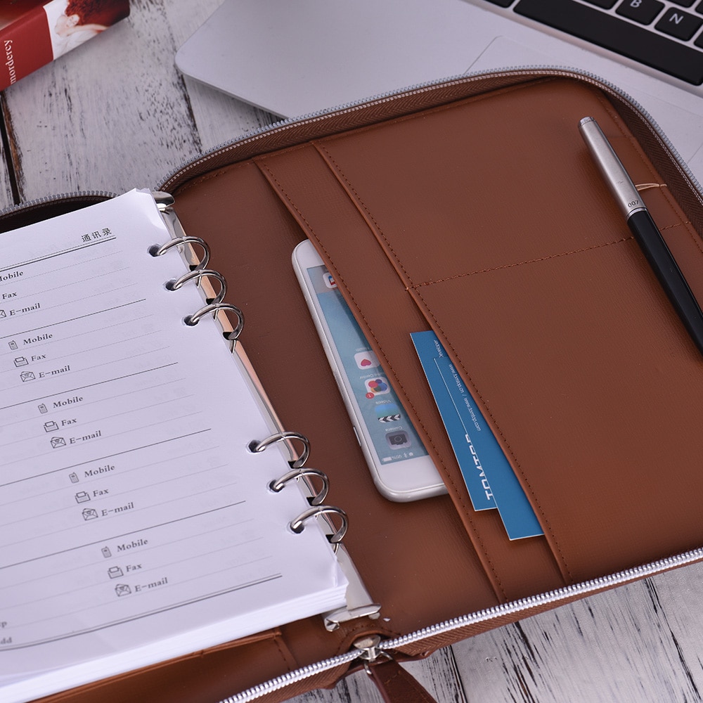 Leather Portfolio with Zipper Closure