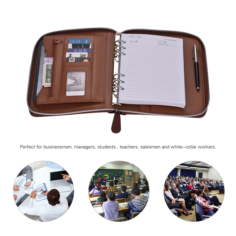 Leather Portfolio with Zipper Closure
