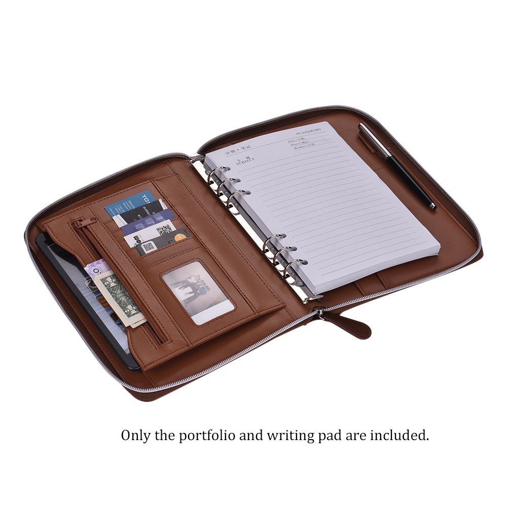Leather Portfolio with Zipper Closure